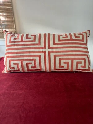 TRINA TURK Embroidered Mykonos Greek Key Pillow Bolster - Image 1 of 4