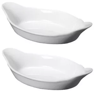Oval Serving Dishes Pack of 2 Eared Vegetable White Porcelain SMALL 16.5cm 6.5" - Picture 1 of 3