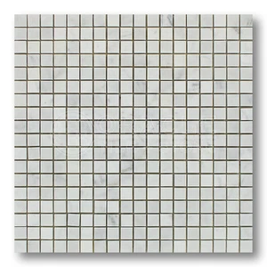 Carrara White Italian (Bianco Carrara) Marble 5/8" X 5/8" Mosaic Tile - Picture 1 of 2
