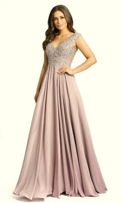 Vestido Mac Duggal Vintage Lila Lentejuelas Cintura Imperio Plisado Talla 20 $598 Foto 1 de 3