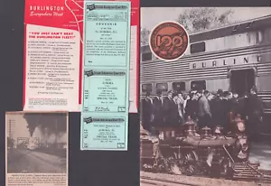 Burlington Route 1864-1964 100 Chicago Aurora Centennial Book Ticket Clipping RR - Picture 1 of 8