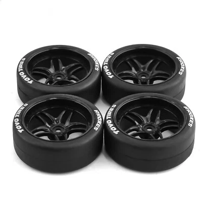 4PCS Set Flat Running Rally Wheel Tires For HPI Kyosho Tamiya 1/10 WRC XV01 TT02 - Image 1 of 4
