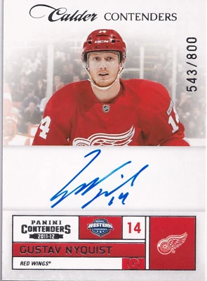 2011-12 Panini Contenders #216 Gustav Nyquist AUTO 543/800 RC - Image 1 of 2