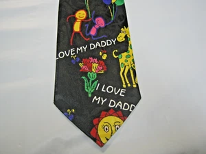 Fratello black multicolor I LOVE MY DADDY tie 56 x 3.75 Necktie 15743 - Picture 1 of 3