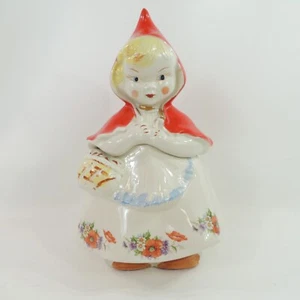 Little Red Riding Hood Cookie Jar by Hull Pottery Orange Poppies Lid Damage - Picture 1 of 15