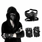 Women Punk Rock Party Gloves Skull Rivet Leather Mittens W/Steampunk Gothic Mask