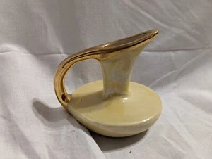 Miniature Cream Pitcher, Yellow w/ Gold Tone Trim, Looks Vintage UNKNOWN CREATOR - Picture 1 of 7