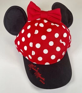 Girls Minnie Mouse Hat Baseball Disney Parks Red Polka Dot Cap Ears Kids Child - Picture 1 of 3
