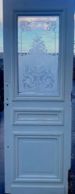 Porte de pasage en verre sablé XX siècle - Photo 1/4