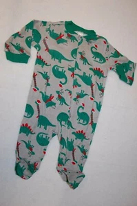 Baby Boys Pajamas DINOSAURS SANTA HATS & ANTLERS Gray Footed Sleeper NEWBORN NB - Picture 1 of 1