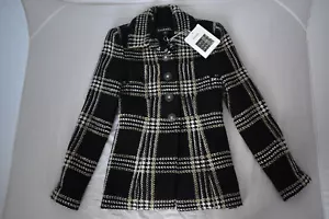 Chanel Fantasy Tweed Black White Check CC Button Jacket Coat EU36 UK6-8 NEW BNWT - Picture 1 of 24