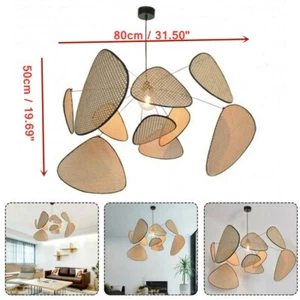 40W 110V Bamboo Wicker Rattan Branch Chandelier Art Pendant Lamp For Living Room - Picture 1 of 5