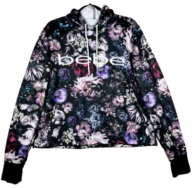 Bebe Floral Print Hoodie Sweater Size Large Multi-color  - Image 1 of 4