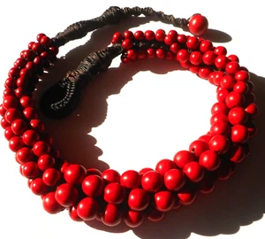 "Collar con cable de colección redondo graduado con cuentas de coral de 18" - Imagen 1 de 10