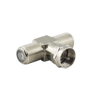10x F Tee type Adapter F Male to Dual F Female Splitter Connector 3 Way 50ohm  - Image 1 of 3