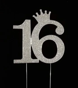 Dulce 16 Tiara Corona Decoración de Pasteles Cumpleaños Centro de Mesa - Imagen 1 de 1