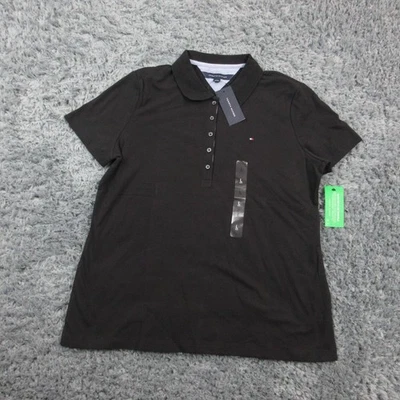 Tommy Hilfiger Polo Mujer Grande Negro Heritage Elastizado Piqué Bandera Nuevo Con Etiquetas Foto 1 de 4