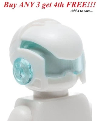 ☀️NUEVO LEGO Minifigura Minifigura Tocado Blanco Casco Espacial Visera Azul Transluz Foto 1 de 4