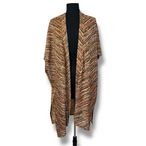 Chicos Ruana Kimono Knit Cardigan Open Front Striped One Size Side Slits - Picture 1 of 10