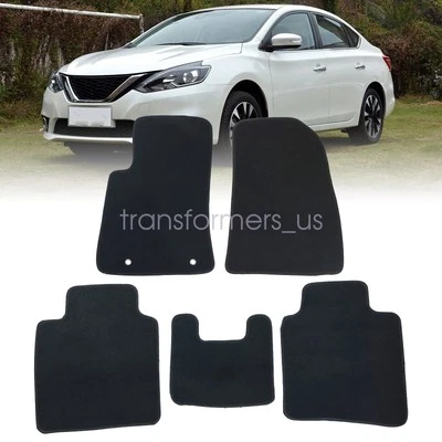 Fit For 2013-2019 Nissan Sentra Front & Rear Floor Mats Carpet Black Velour - Image 1 of 4