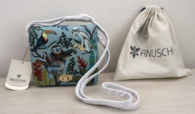 Anuschka 7431-AMA Amazon Sloth Jungle Animals Front Flap Crossbody Bag $146 - Image 1 of 4