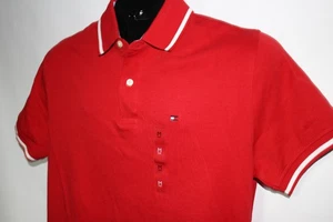 TOMMY HILFIGER POLO HOMBRE ROJO CON RIBETE BLANCO S/S TALLA: M NUEVO CON ETIQUETAS - Imagen 1 de 2