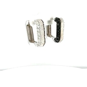 1.05 Carat Black and White Diamond White Gold Earrings - Picture 1 of 7