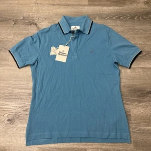 VIVIENNE WESTWOOD POLO SHIRT-BLUE Large NWT - Picture 1 of 10