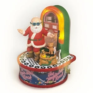 ENESCO Rock & Roll Weihnachtsmann "Jingle Bell Rock" beleuchtete JukeBox bewegliches Musical mit Box - Bild 1 von 6