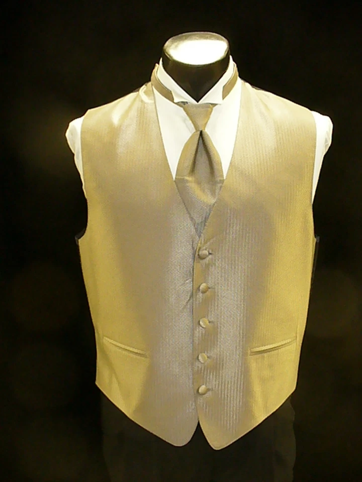 Formal Vest Full Back - Champagne Herringbone Vest VF705 - Image 1 of 1