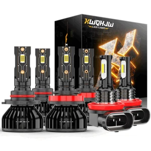 Combo 9005+H11+H11 LED Headlight Kit Fog lights Bulbs High Low Beam 6500K White - Picture 1 of 12