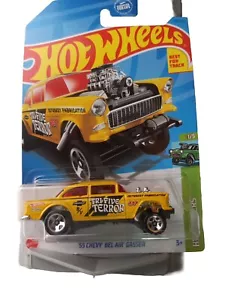 Hot Wheels '55 Chevy Bel Air Gasser 110/250 HW Gassers #1/5 Yellow - Picture 1 of 9