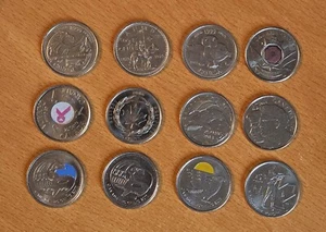 LOTE DE 12 MONEDAS CONMEMORATIVAS INUSUALES DE 25 CENTAVOS - MONEDA CIRCULADA CANADÁ #6 - Imagen 1 de 3