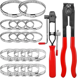 Kit 22pz Fascette Stringitubo per Auto Regolabili Metalliche Inox con Pinza - Foto 1 di 7