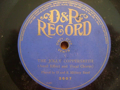 COLUMBIA/D&R 78 RECORD 3607/ D& R MILITARY BAND/ JOLLY COPPERSMITH/HEARTS FLOWER - Image 1 of 2