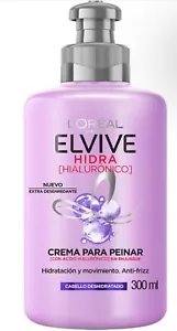 1 L’ORÉAL ELVIVE HIDRAHIALURO CREMA PARA PEINAR/300ML/LEAVE IN HAIR CREAM - Picture 1 of 2