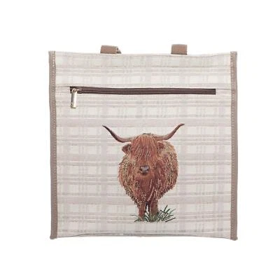 Shopper Bag Travel Shopping Reusable Shoulder Bag Gift Highland Cow Design - Image 1 of 4