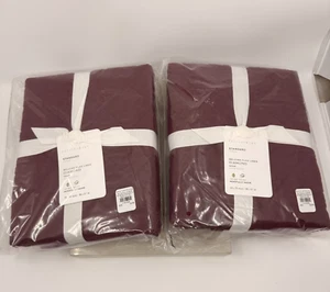 Juego estándar de dos fundas Pottery Barn acolchado Merlot lino belga diamante - Imagen 1 de 5