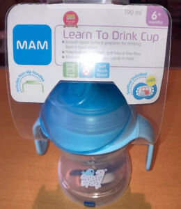MAM LEARN TO DRINK CUP BOTTLE HANDLES AND SOOTHER 6+ MONTHS BABY CUP BNWT SEAL