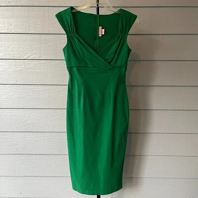 Vestido Pinup Couture Feminino Tamanho Médio Bodycon Verde Feito nos EUA Retrô Anos 50 - Imagem 1 de 4