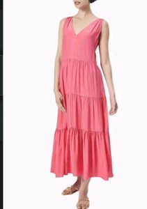 Witchery Pink Coral Tiered Viscose Dress 12  - Picture 1 of 8
