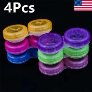 4Pcs Colourful Contact Lens Box Holder Container Case Soak Storage Eyecare Kit - Picture 1 of 7
