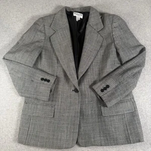 Pendleton Blazer Women’s 16P Black Gray Plaid Virgin Wool Heritage USA Classic - Picture 1 of 8