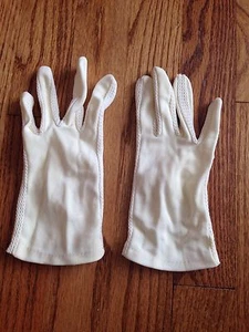 Damen Vintage Elfenbein Handschuhe Handgelenk Nylon Ösen Detail - Bild 1 von 3