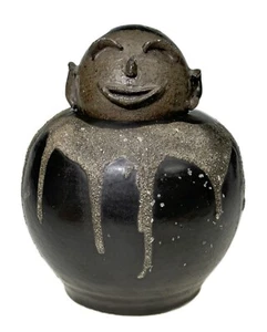 Portapenne 8" Studio Pottery 2 pezzi fiore secco rana arte popolare testa di scimmia viso - Foto 1 di 10