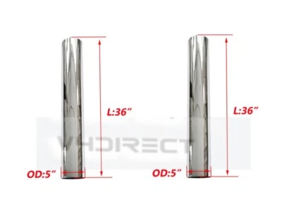 Tubo de escape Peterbilt Kenworth Freightliner 2 piezas 5" OD x 36" cromo pila recta Foto 1 de 4