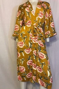 NUEVO VESTIDO LARGO FLORAL MOSTAZA CÁRDIGAN SEXY URBANO RETRO HIPPIE GITANO BOHO S - Imagen 1 de 8
