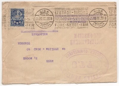 1923 Jun 22nd. "Russian Famine Relief" Cover. Riga to Melbourne, Australia. — 第 1/2 张图片