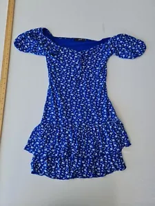 Ladies Dress Quiz Size 10 V Neck Frill Bottom Blue Mix 29436 - Picture 1 of 13