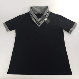 Camisa de vestir YTD moderna negra y gris manga corta cuello botón ajustada para hombre L - XL - Imagen 1 de 3